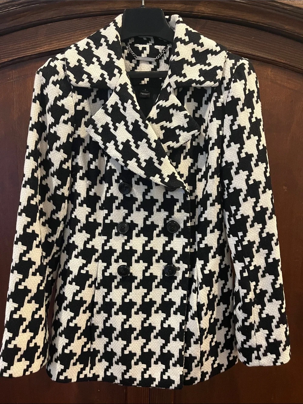 White House | Black Market Women’s Houndstooth Peacoat-sz S